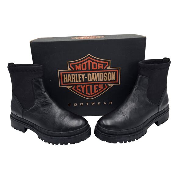 Harley Davidson Black Leather Riding Boots Lenora 6" Shaft Bootie Women's 7.5M - Picture 1 of 10